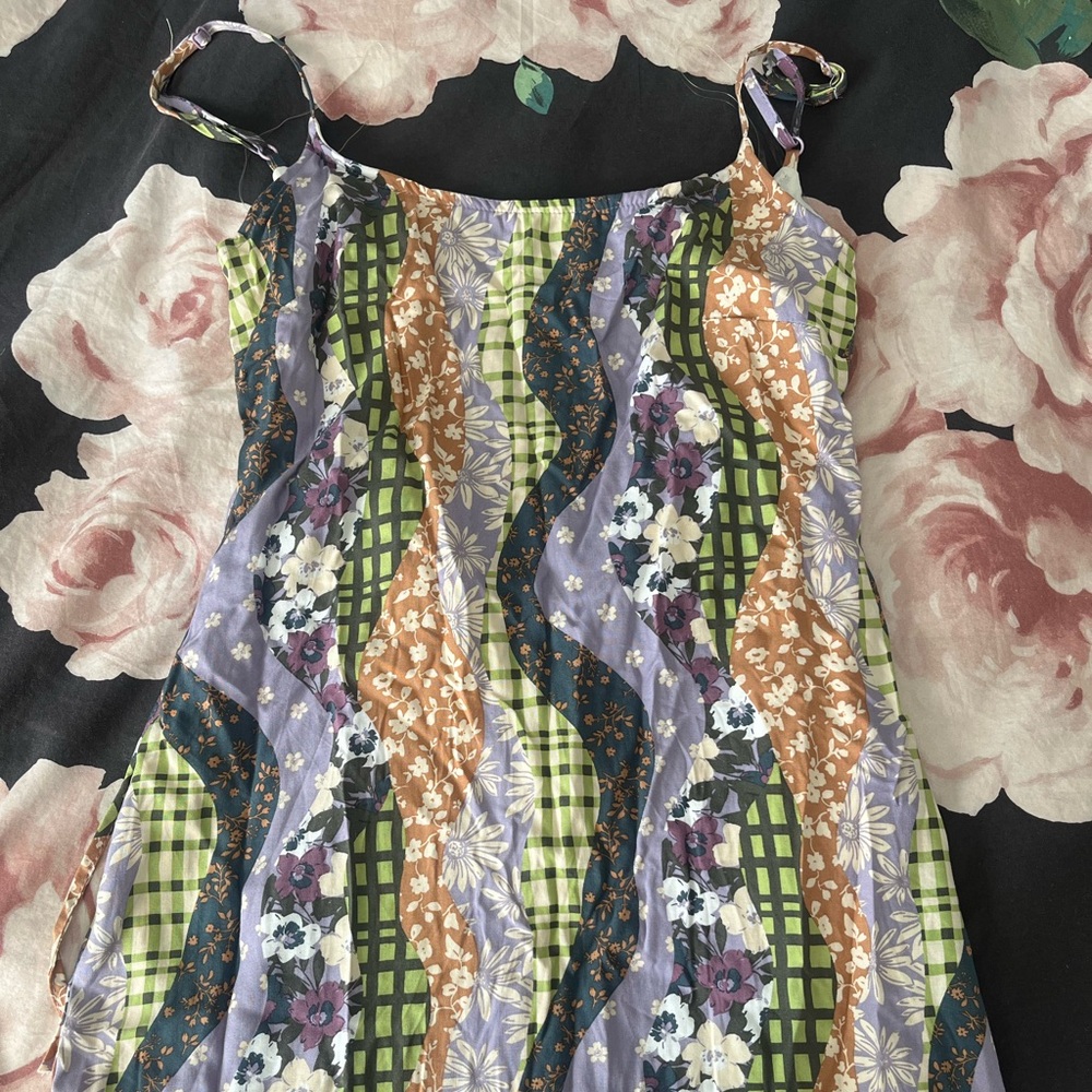 pacsun multi-pattern tie back mini dress